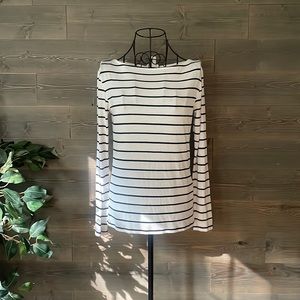 H&M Black and White Striped Long Sleeve Top